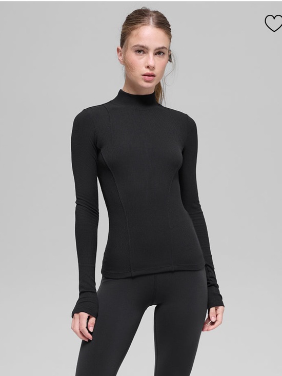Alo Yoga Tops - Alo Yoga Ribbed Mesmerize Mock Neck Long Sleeve in Black